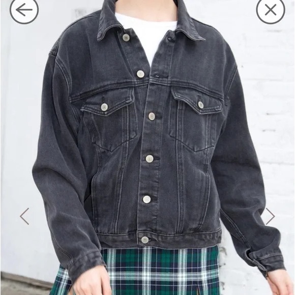 John Galt Brandy Melville Kaylee Washed Black Denim Barn Goth Jacket Small Y2K - Picture 2 of 5